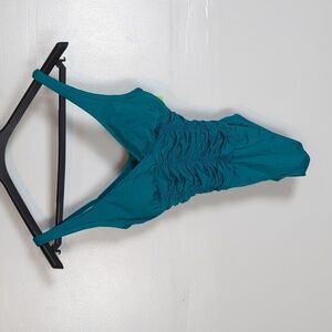 Badgley Mischka Ruched One Piece Swimsuit